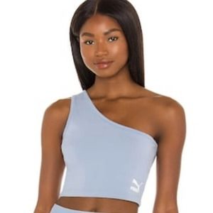 Puma Classics Asymmetric Bandeau Top Forever Blue Size Large